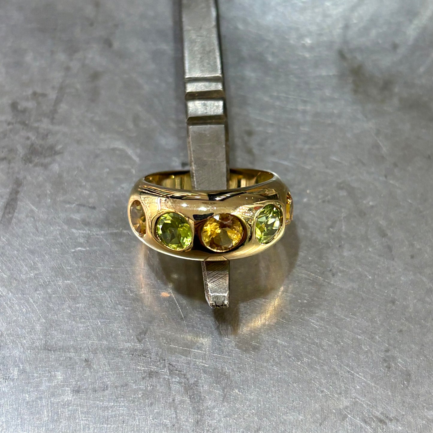 Bague Jonc - Or Jaune 750 Citrines & Péridots