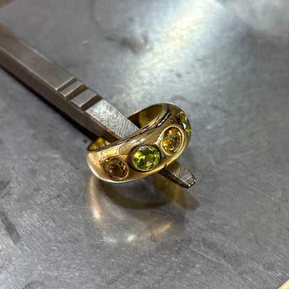 Bague Jonc - Or Jaune 750 Citrines & Péridots