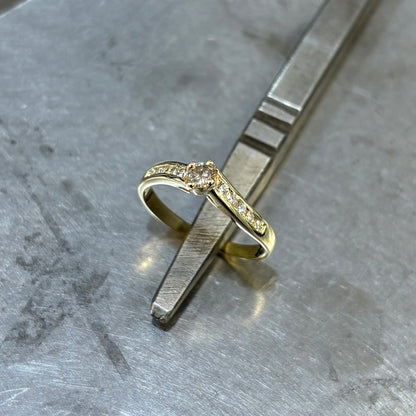 Bague Solitaire - Or Jaune 750 & Diamants