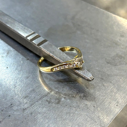 Bague Solitaire - Or Jaune 750 & Diamants