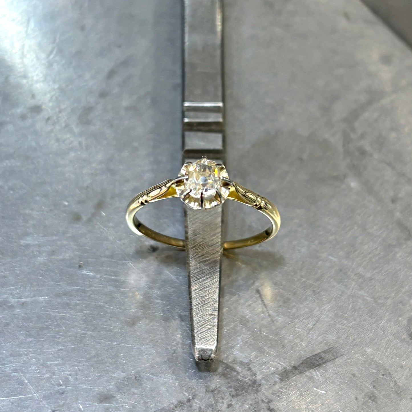 Bague Solitaire Vintage - Or Jaune 750 & Diamant
