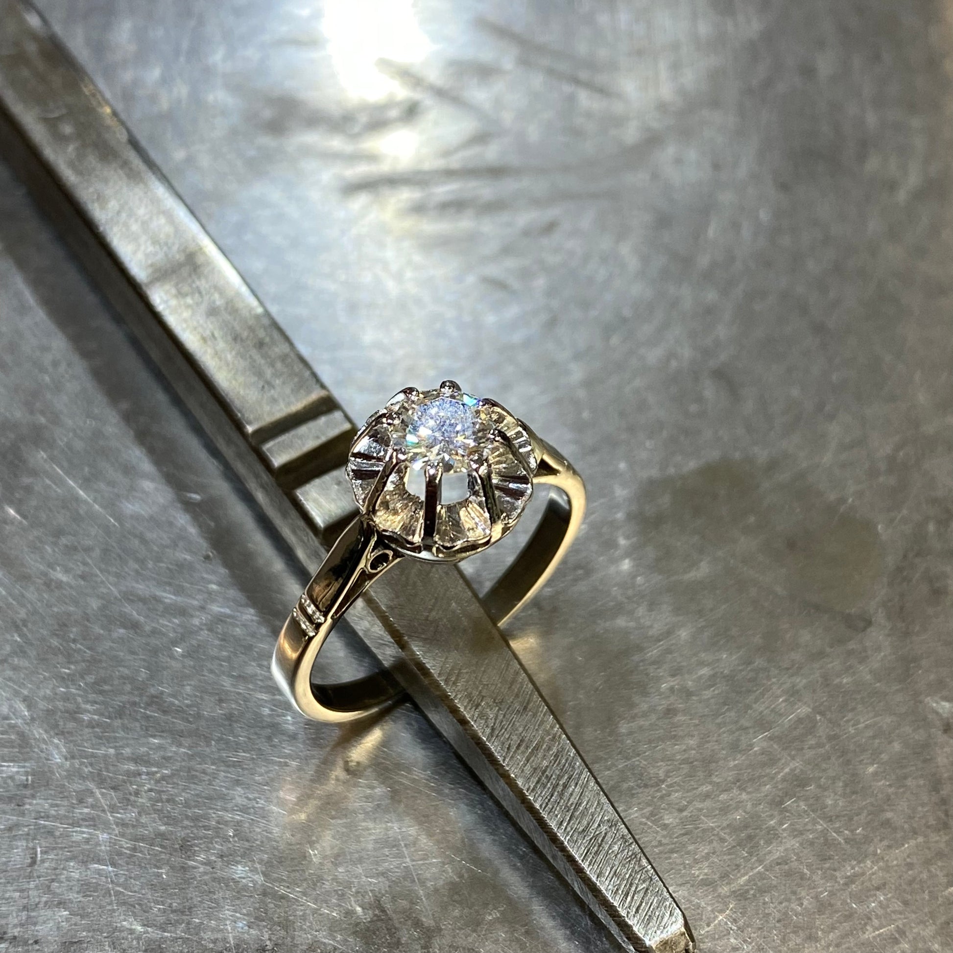 Bague Solitaire Bague Ancienne Marguerite Diamant Marguerite Or