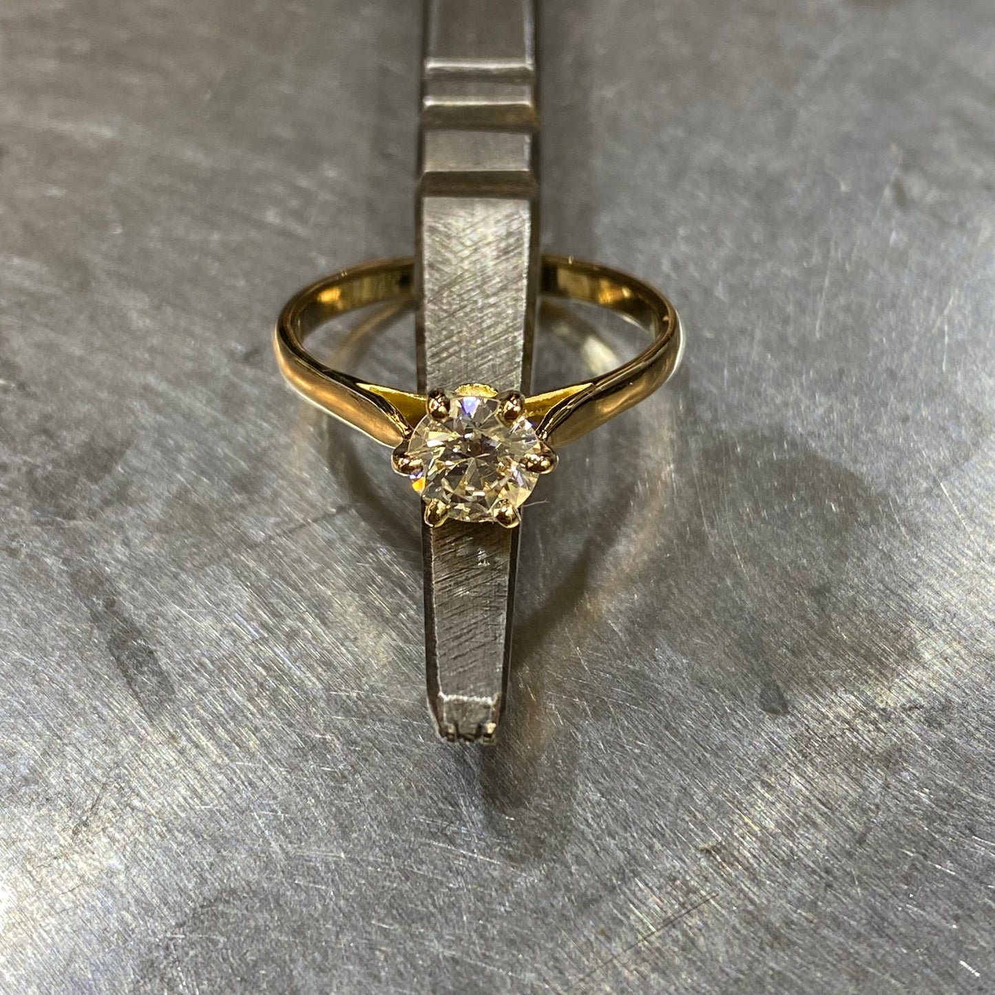 Bague Solitaire - Or Jaune 750 & Diamant Création Fremont