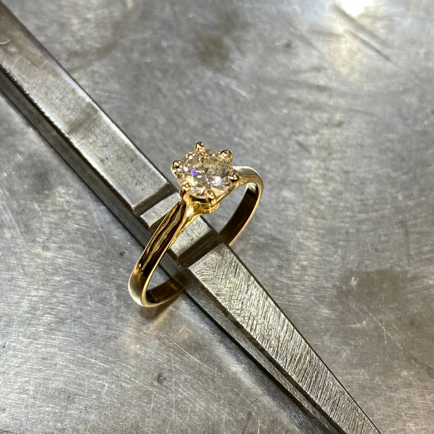 Bague Solitaire - Or Jaune 750 & Diamant Création Fremont