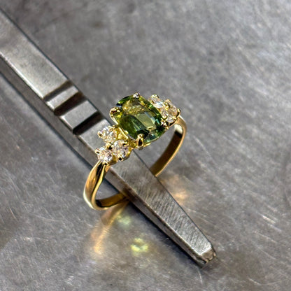 Bague Nausicaä - Or Jaune 750 Saphir Vert & Diamants