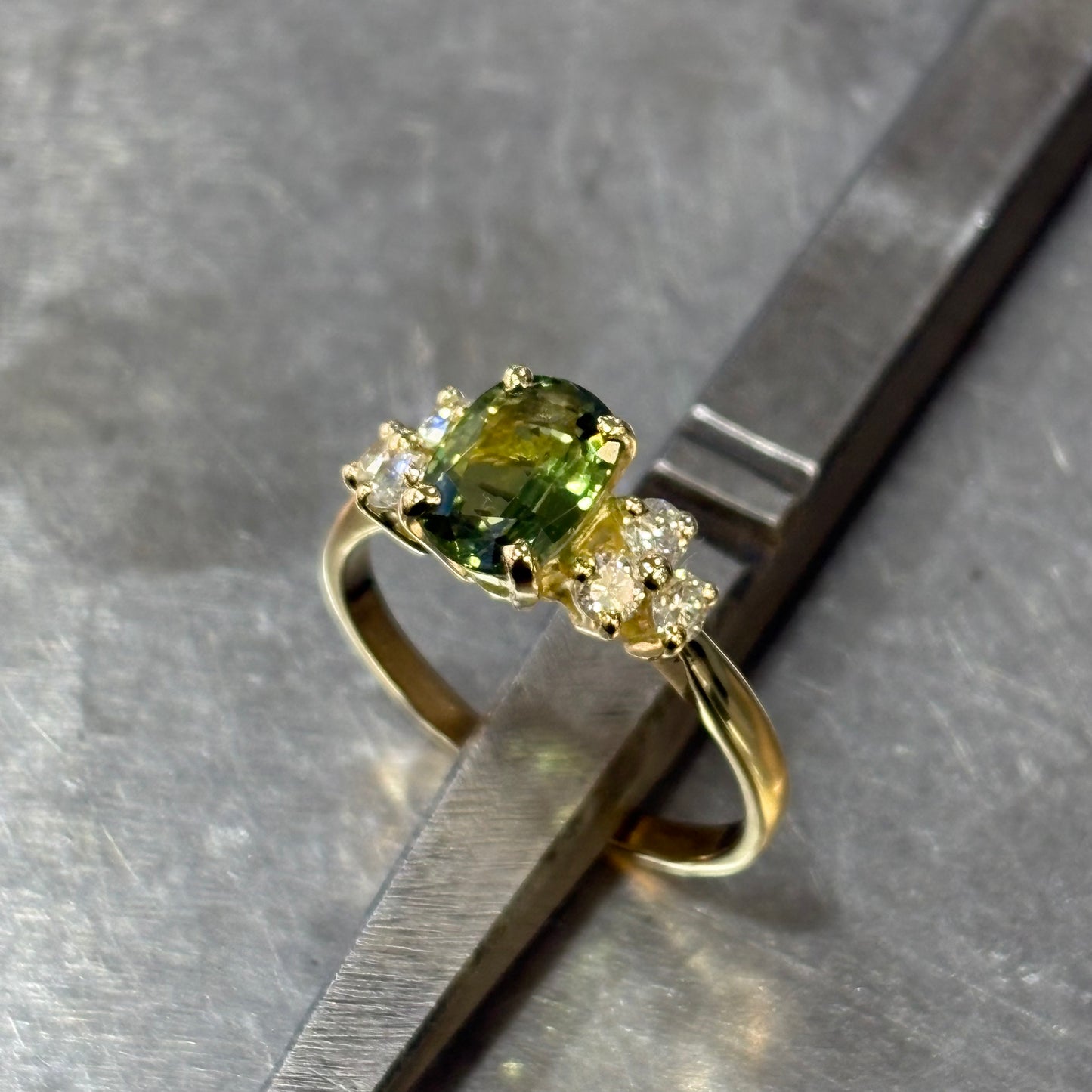 Bague Nausicaä - Or Jaune 750 Saphir Vert & Diamants