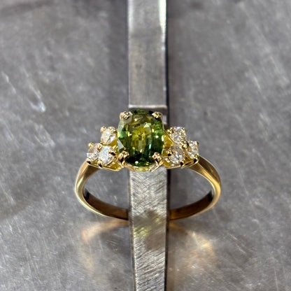 Bague Nausicaä - Or Jaune 750 Saphir Vert & Diamants