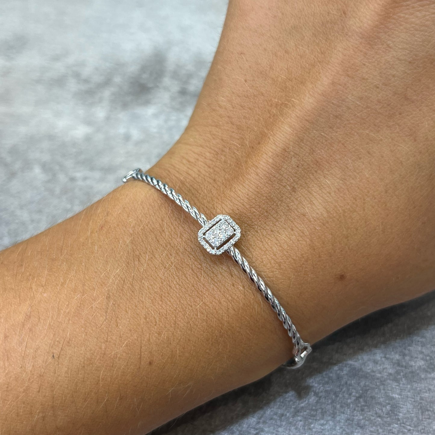 Bracelet Or Blanc 18K & Diamants