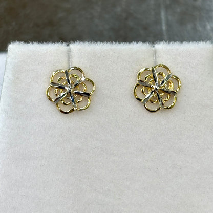 Boucles D'oreilles Floral - Or Jaune 750