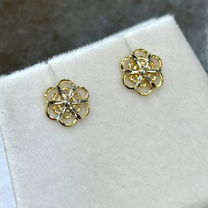 Boucles D'oreilles Floral - Or Jaune 750