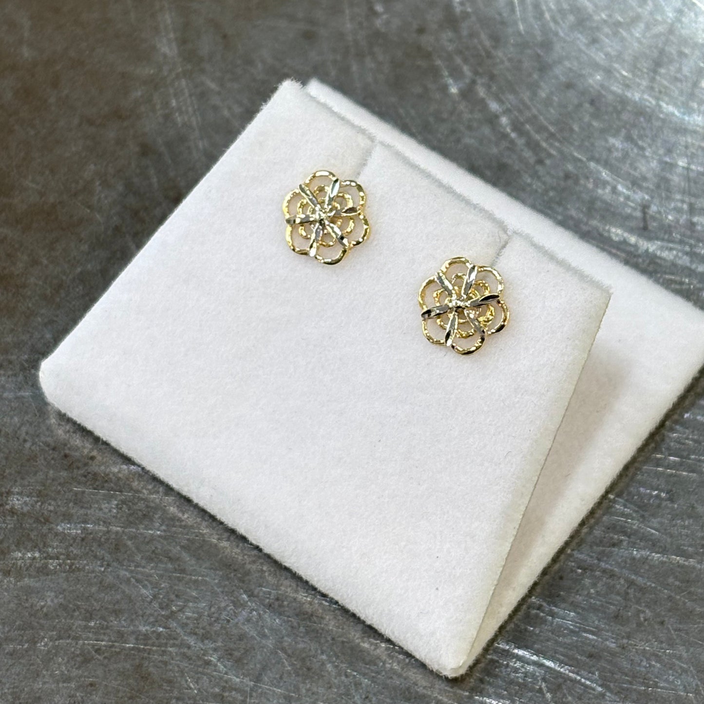 Boucles D'oreilles Floral - Or Jaune 750