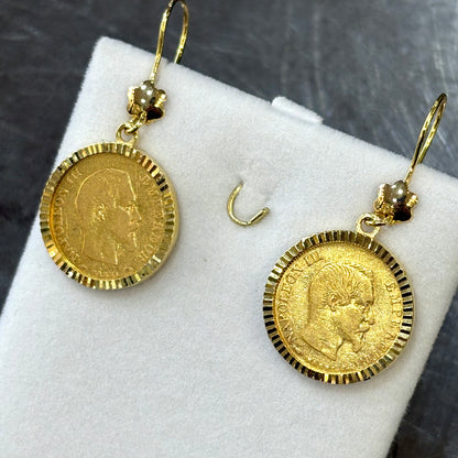 Boucles D'oreilles Pièces - Or Jaune 750 & Pièces Or 10 Francs Napoléon