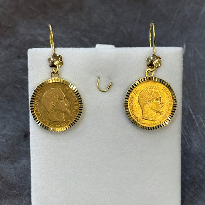 Boucles D'oreilles Pièces - Or Jaune 750 & Pièces Or 10 Francs Napoléon