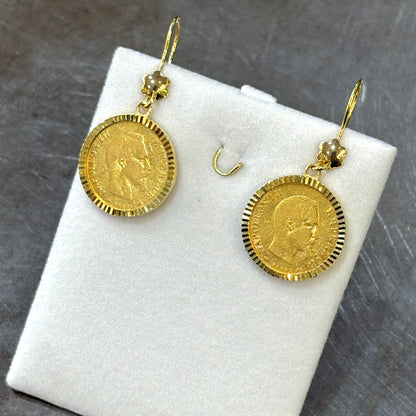 Boucles D'oreilles Pièces - Or Jaune 750 & Pièces Or 10 Francs Napoléon