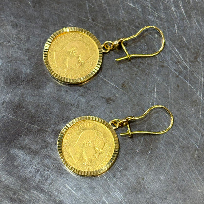 Boucles D'oreilles Pièces - Or Jaune 750 & Pièces Or 10 Francs Napoléon