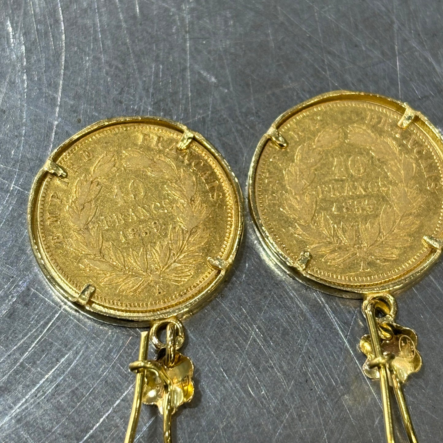 Boucles D'oreilles Pièces - Or Jaune 750 & Pièces Or 10 Francs Napoléon