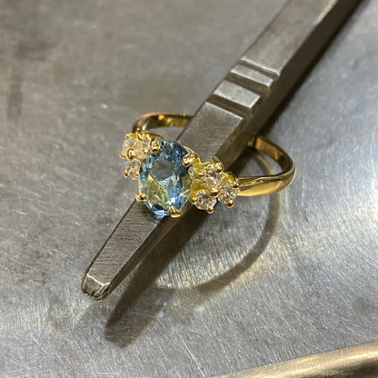 Fremont • Bague Nausicaä Or Jaune 750/1000 Aigue-Marine & Diamants