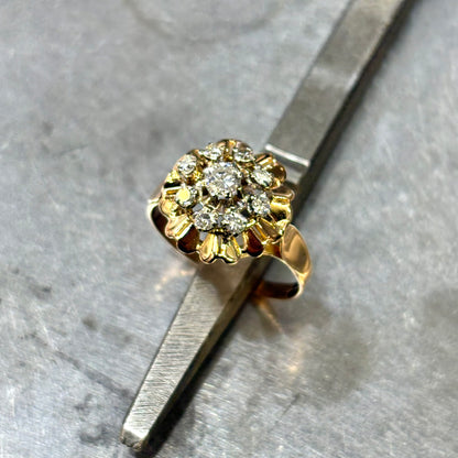 Bague Floral Vintage - Or Jaune 750 & Diamants