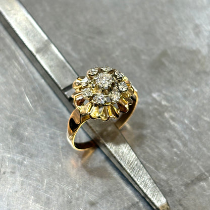 Bague Floral Vintage - Or Jaune 750 & Diamants