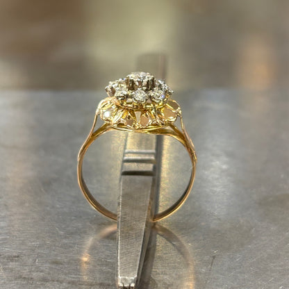 Bague Floral Vintage - Or Jaune 750 & Diamants