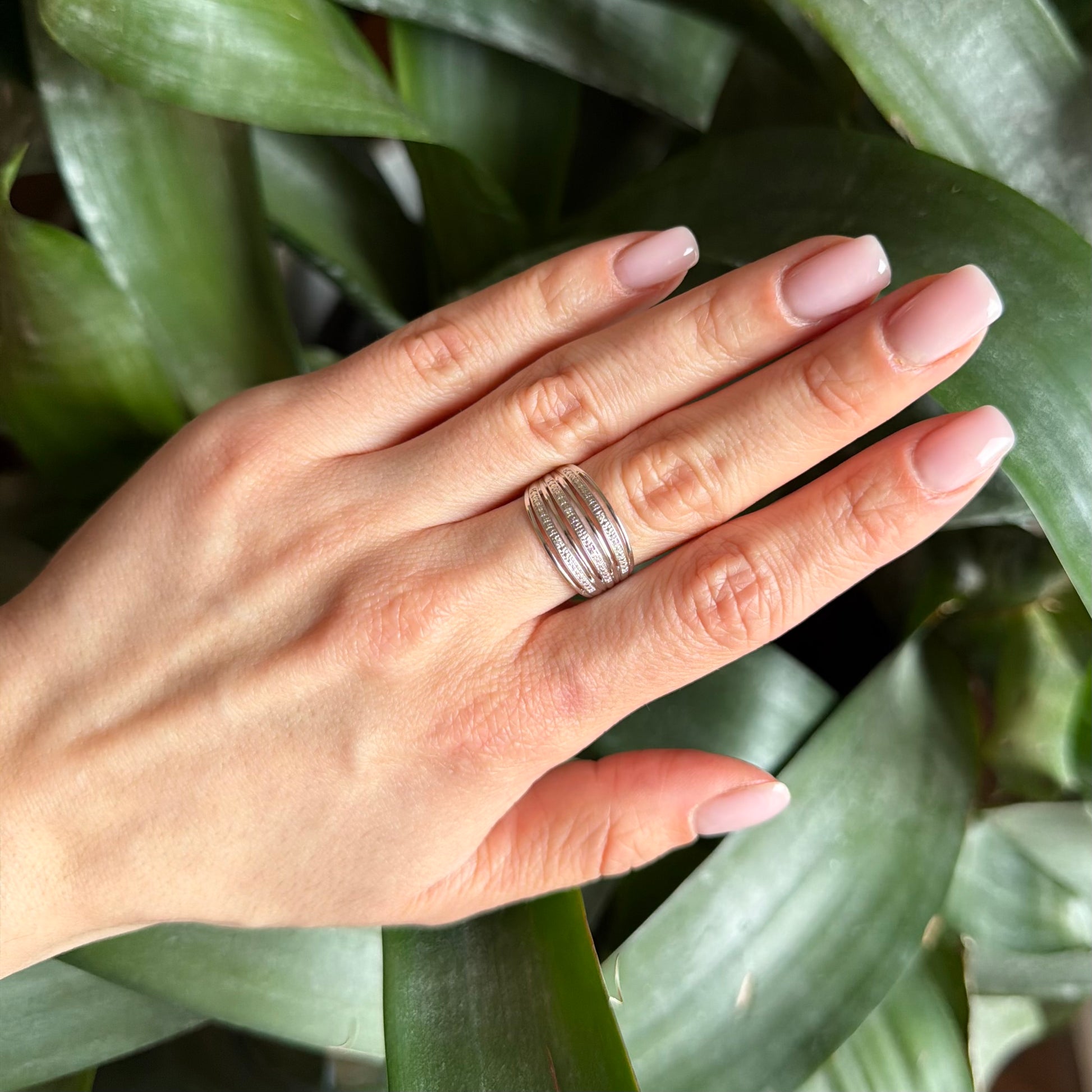 Bague Jonc - Or Blanc 750 & Diamants