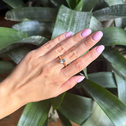 Bague Solitaire - Or Jaune 750 & Aigue-Marine