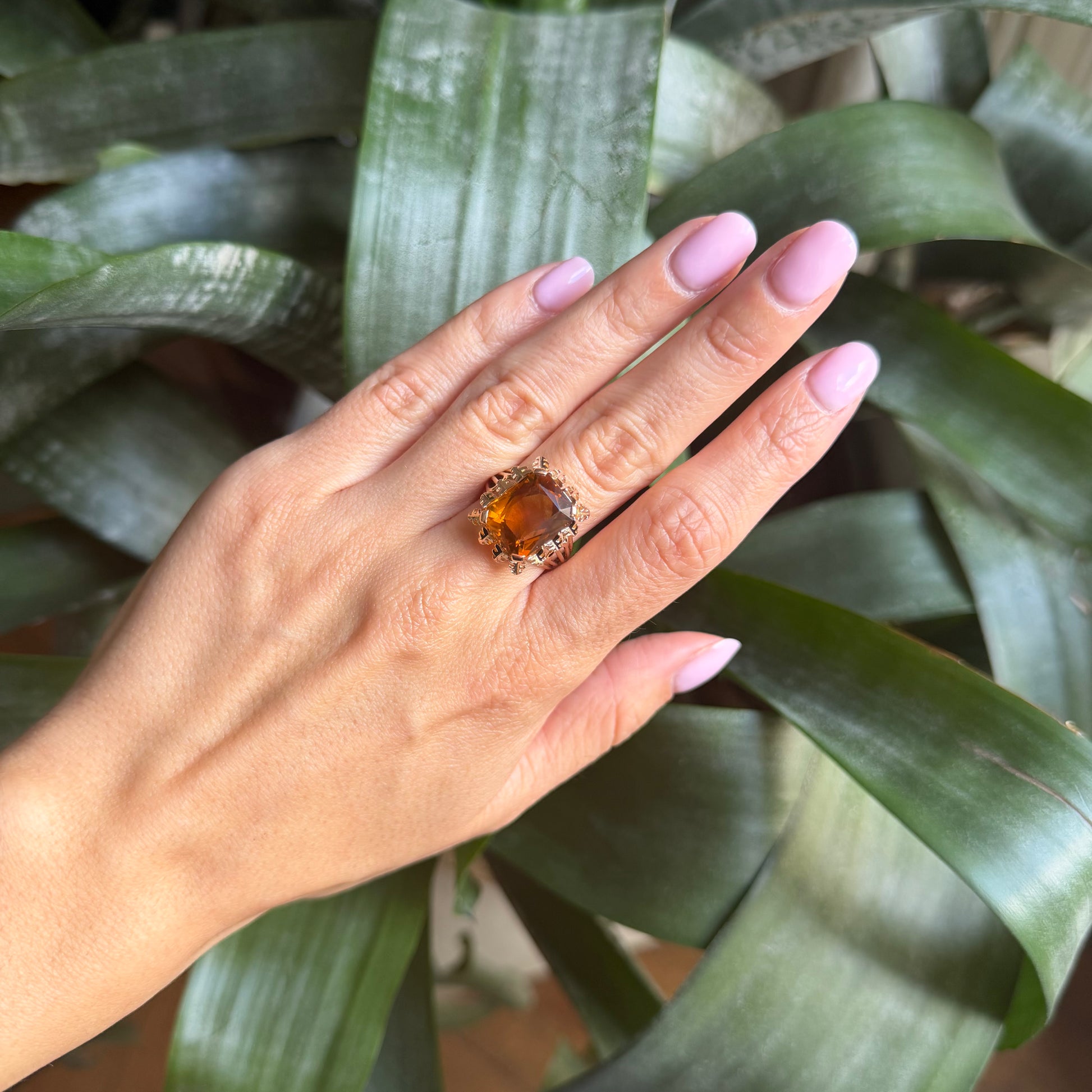 Bague Cocktail Vintage - Or Jaune 750 & Citrine
