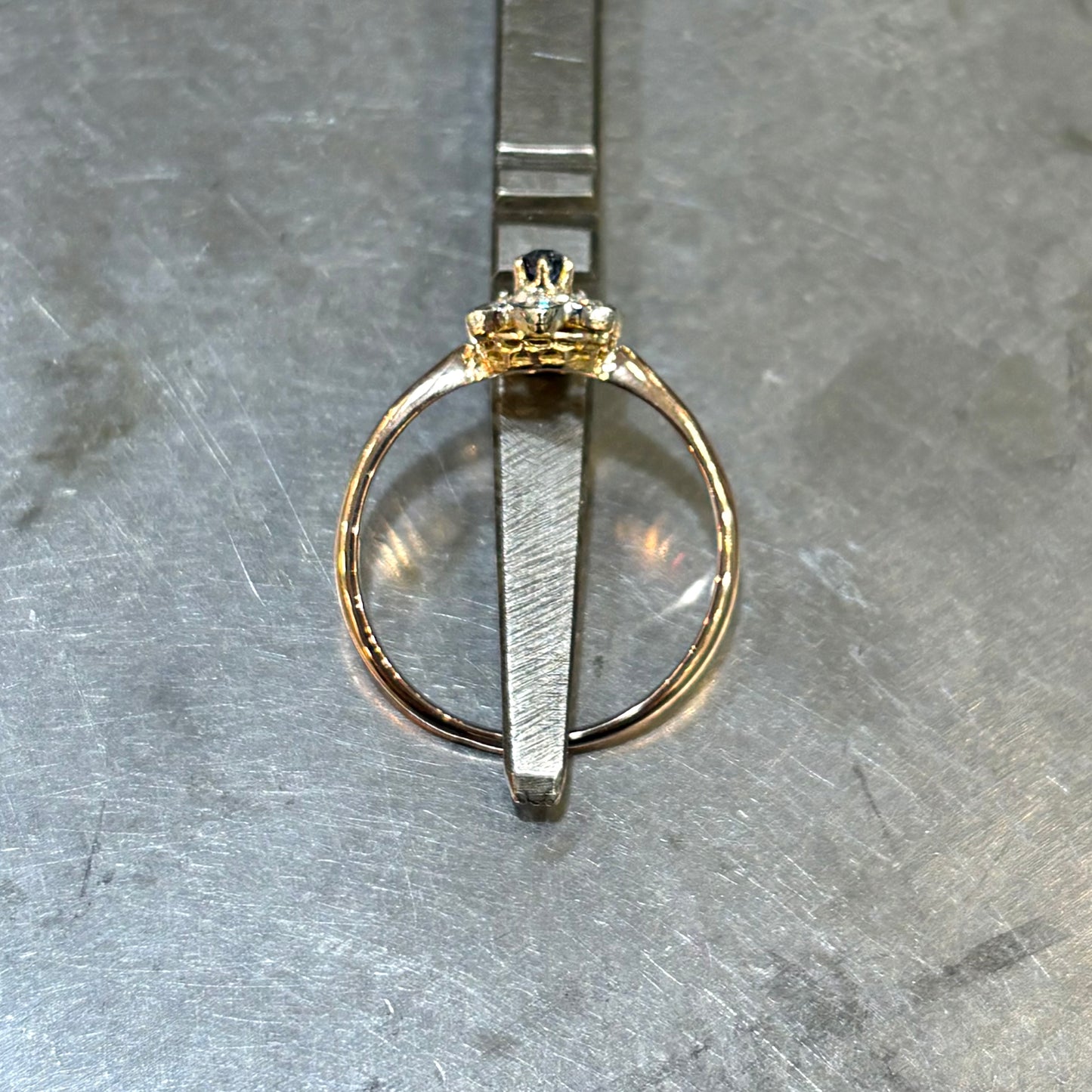 Bague Floral Vintage - Or Rose 750 Saphir & Diamants