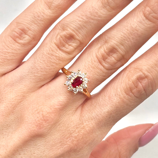 Bague Marguerite - Or Jaune 750 Rubis & Diamants