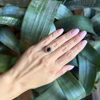 Bague Marguerite - Or Jaune 750 Diamants & Saphir