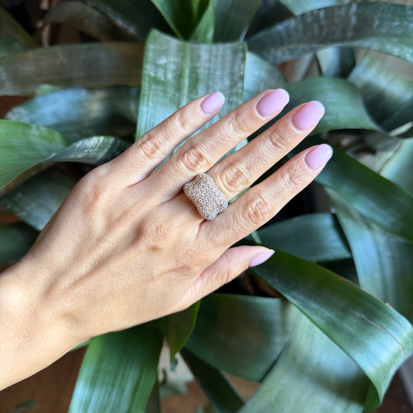 Bague Pavée Bicolore - Or Jaune/Blanc 750 & Diamants