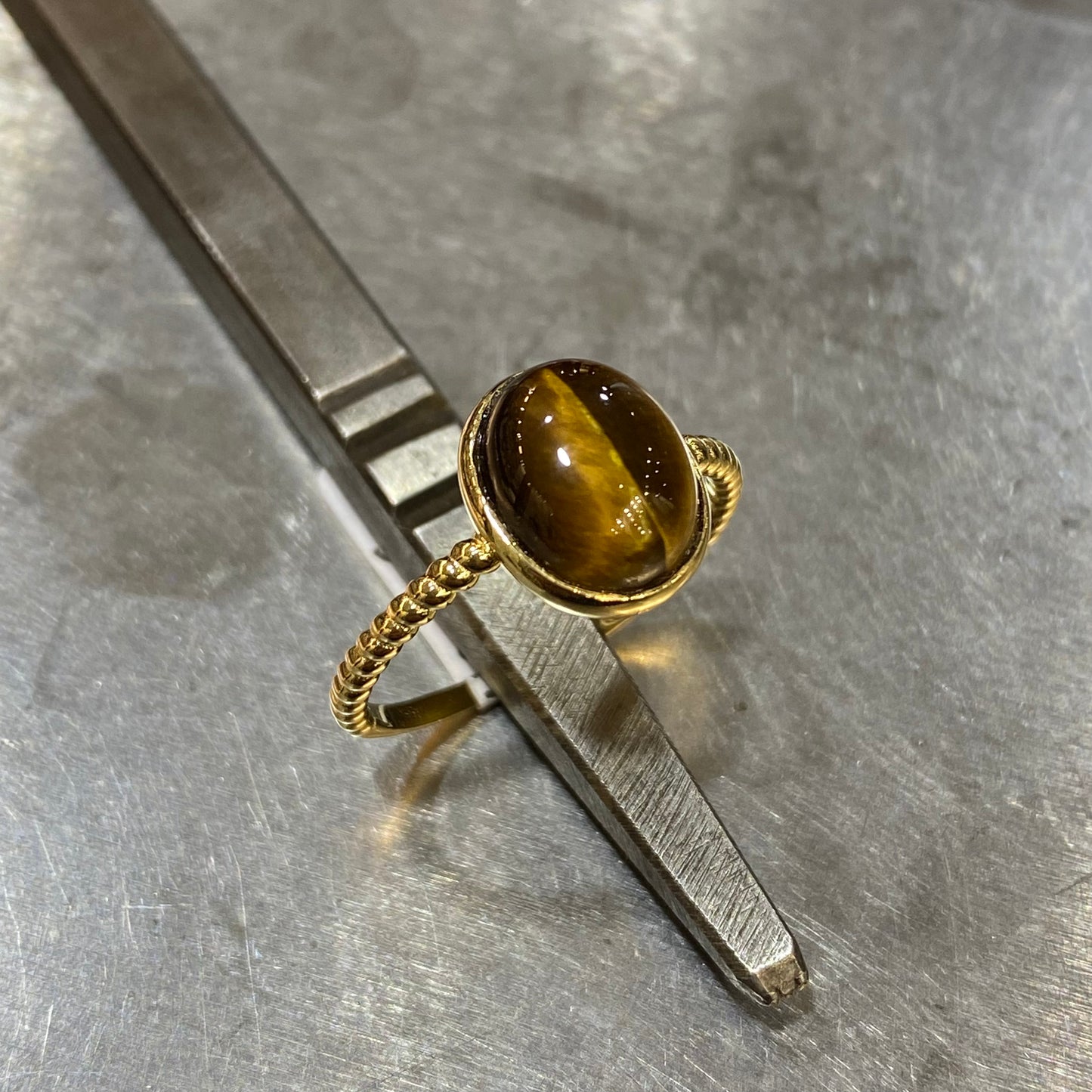 Bague - Or Jaune 750 & Oeil de Tigre Neuf