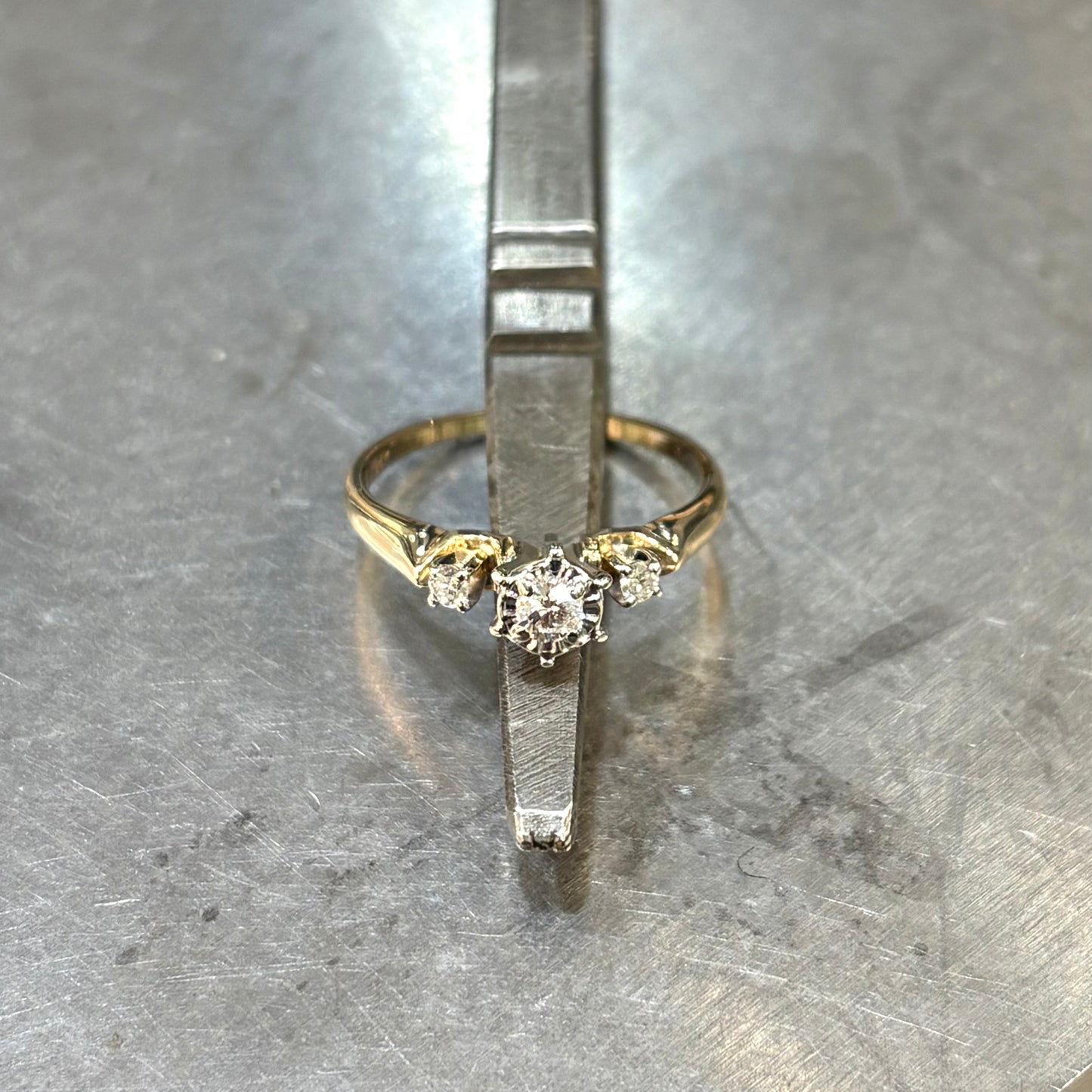 Bague Solitaire Vintage - Or Jaune/Blanc 585 & Diamants