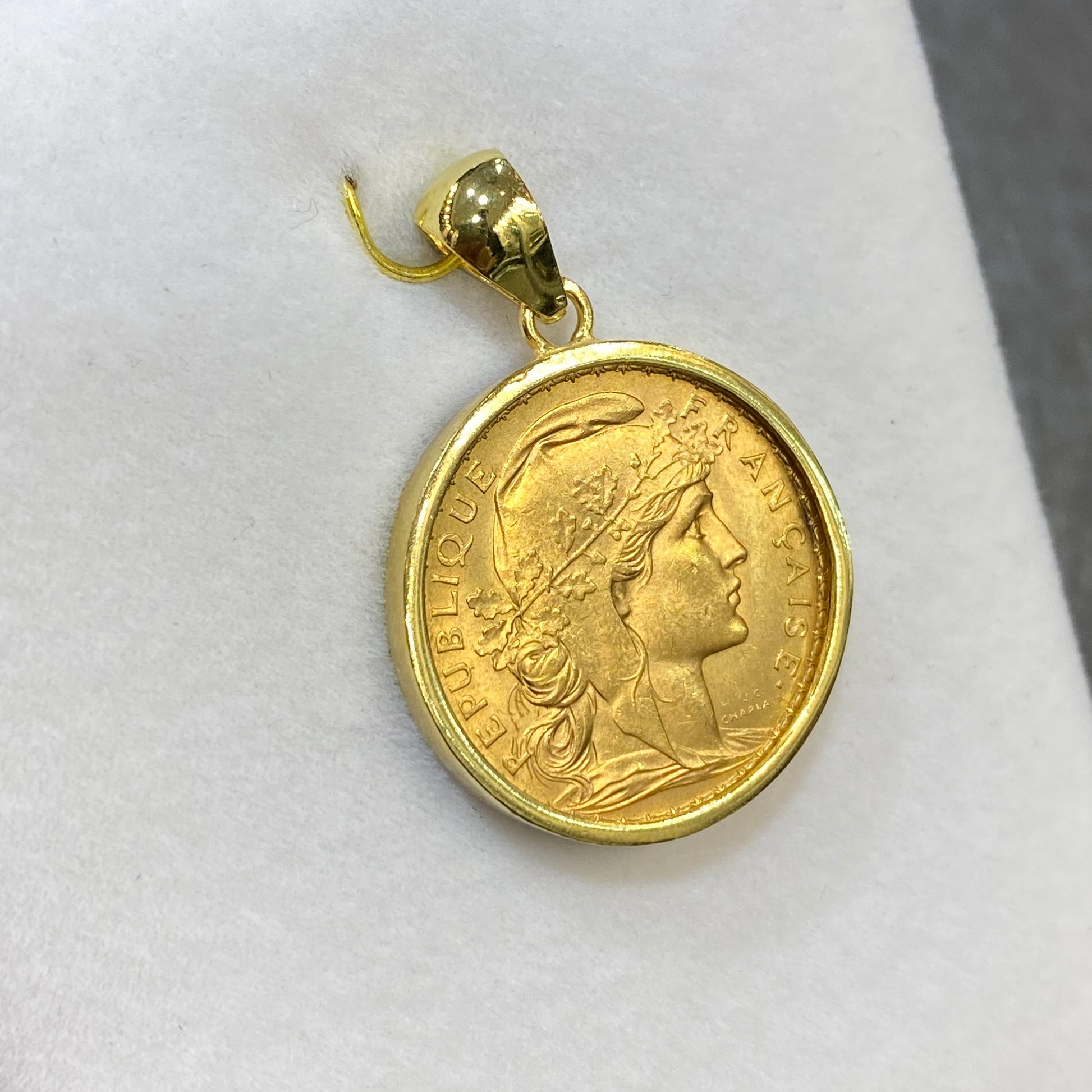 Monture Pendentif Pièce 20 Francs - Porte Pièce Or Jaune 750 Neuf