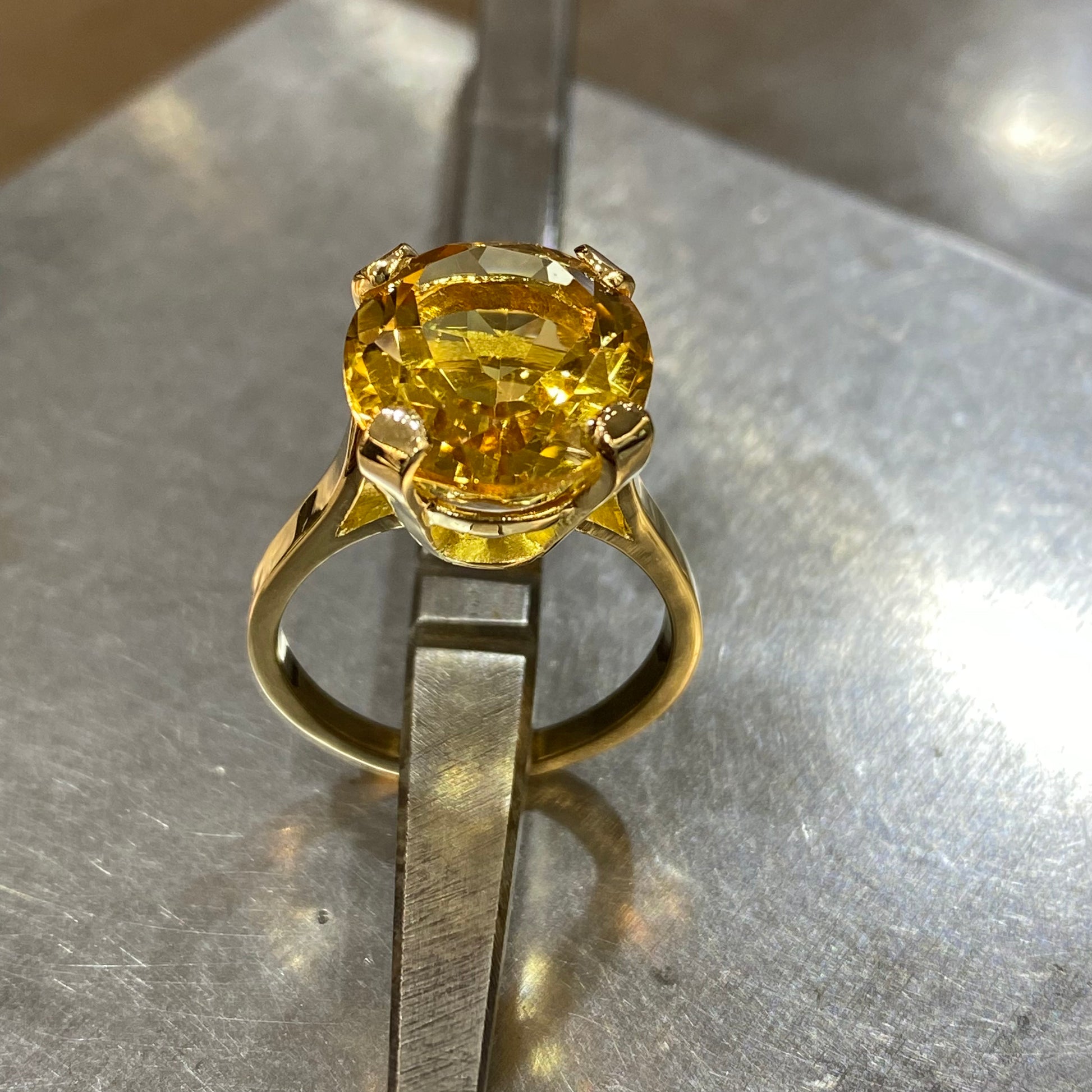 Bague Cocktail - Or Jaune 750 & Citrine Création Fremont