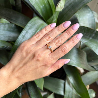 Bague Solitaire - Or Jaune 750 & Diamant