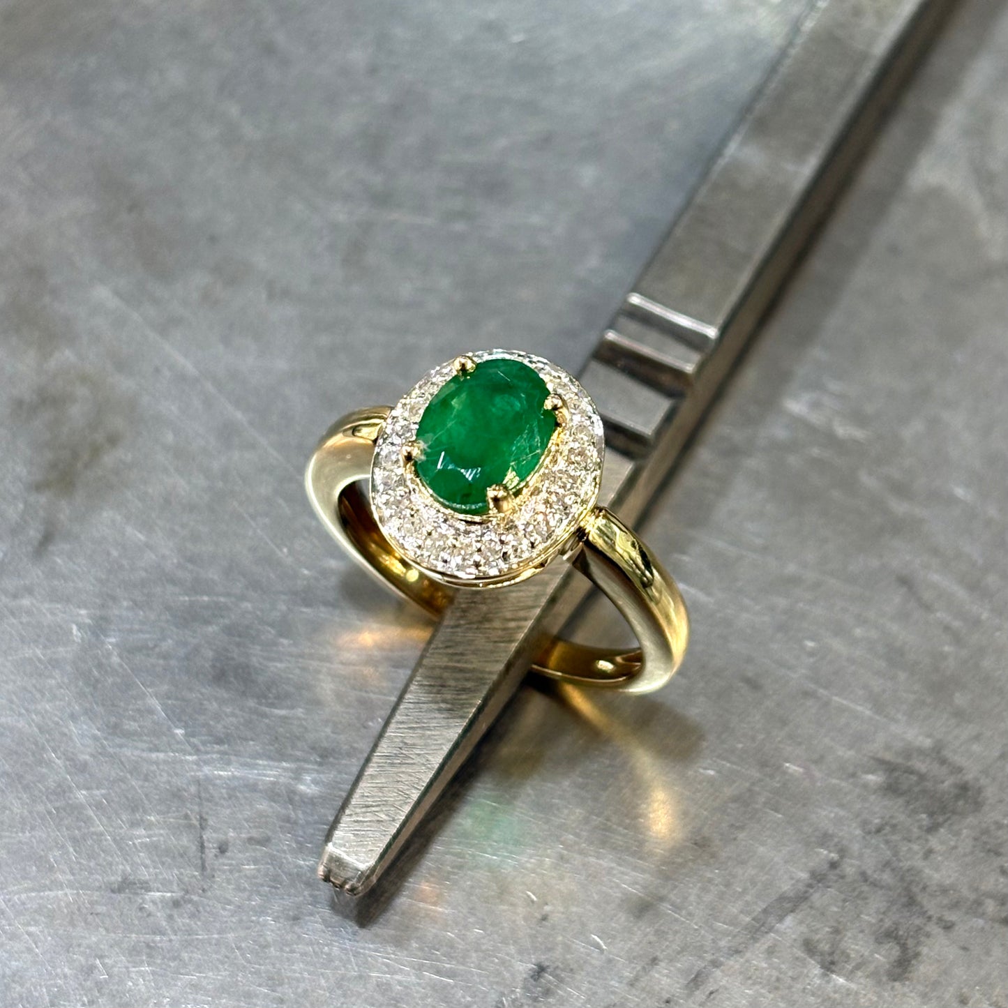 Bague Marguerite - Or Jaune/Blanc 750 Émeraude & Diamants