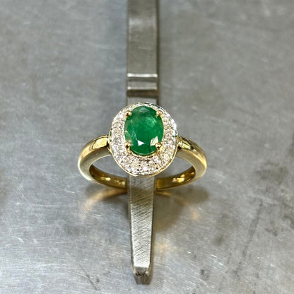 Bague Marguerite - Or Jaune/Blanc 750 Émeraude & Diamants