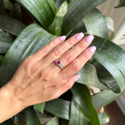 Bague Entourage - Or Jaune 750 Rubis & Diamants