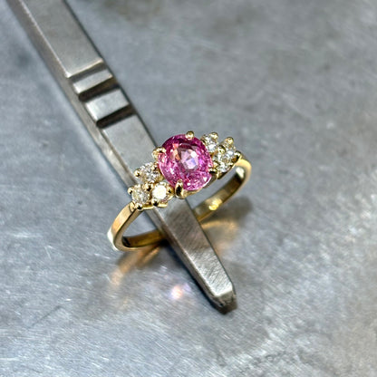 Bague Nausicaä Médium - Or Jaune 750 Saphir Rose & Diamants