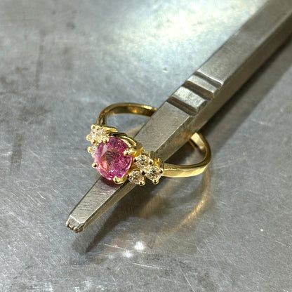 Bague Nausicaä Médium - Or Jaune 750 Saphir Rose & Diamants