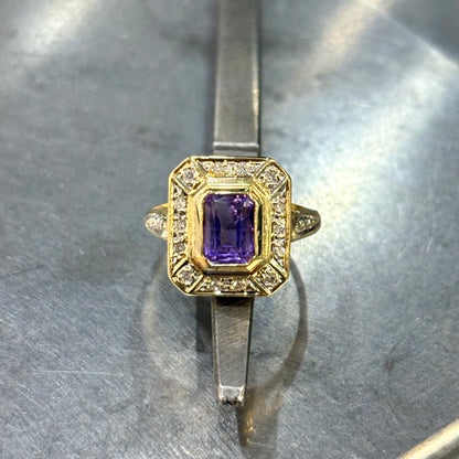 Bague Vintage - Or Jaune 750 Améthyste & Diamants