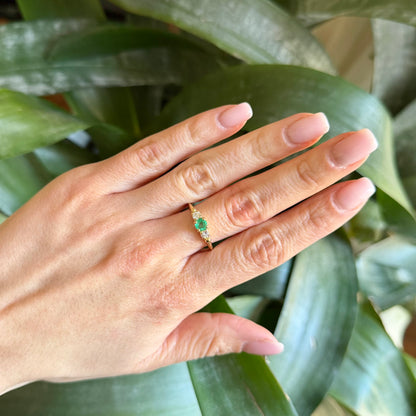 Bague Ponyo - Or Jaune 750 Émeraude & Diamants