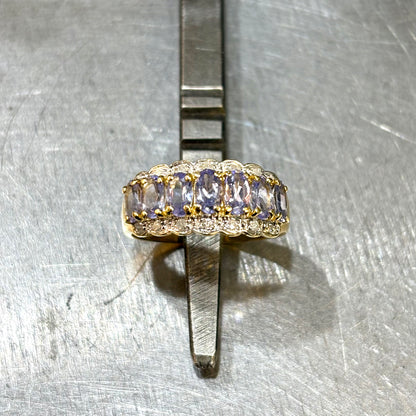 Bague Rivière - Or Jaune 750 Tanzanites & Diamants