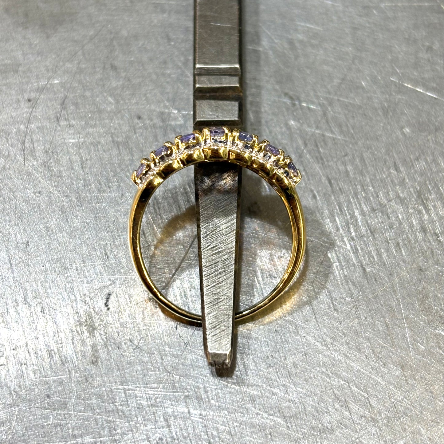 Bague Rivière - Or Jaune 750 Tanzanites & Diamants