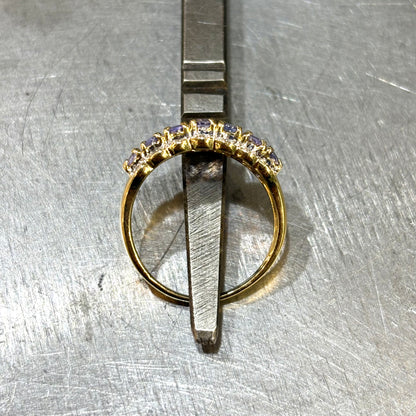 Bague Rivière - Or Jaune 750 Tanzanites & Diamants