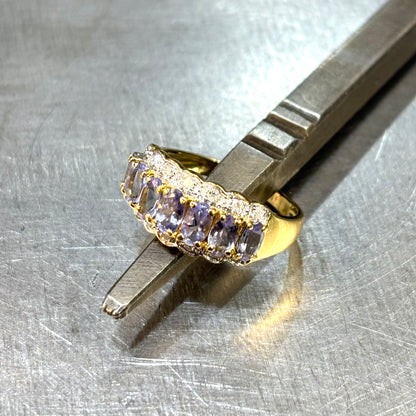 Bague Rivière - Or Jaune 750 Tanzanites & Diamants