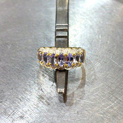 Bague Rivière - Or Jaune 750 Tanzanites & Diamants