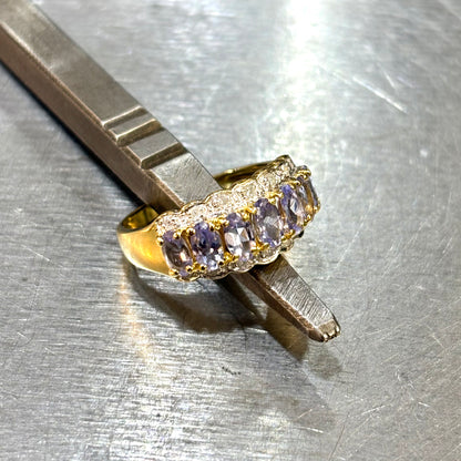 Bague Rivière - Or Jaune 750 Tanzanites & Diamants