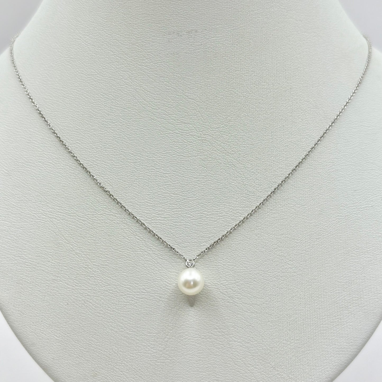 Collier Perle - Or Blanc 750 Diamant & Perle Naturelle